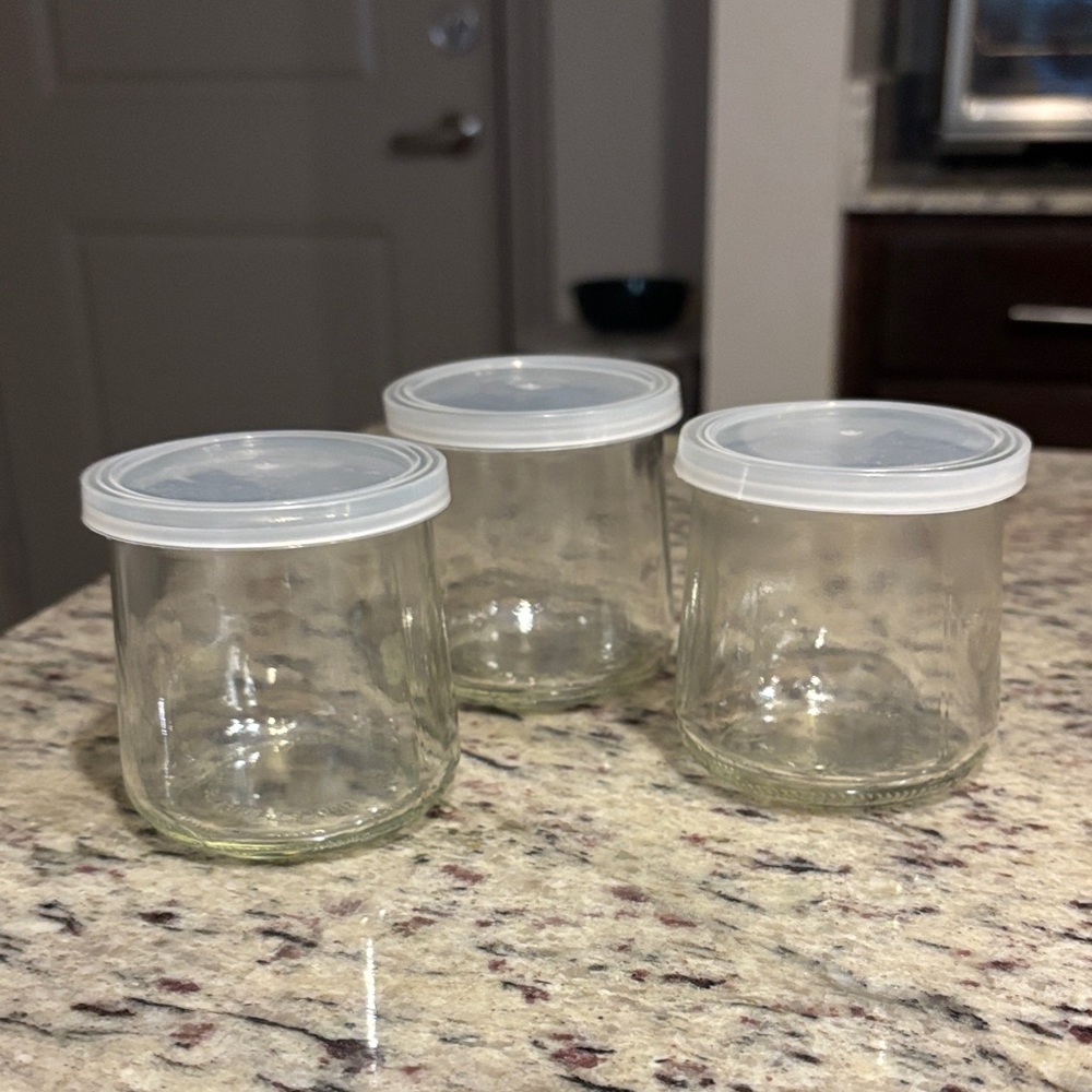 Clear Glass Storage Jars with White Lids - Set of 3